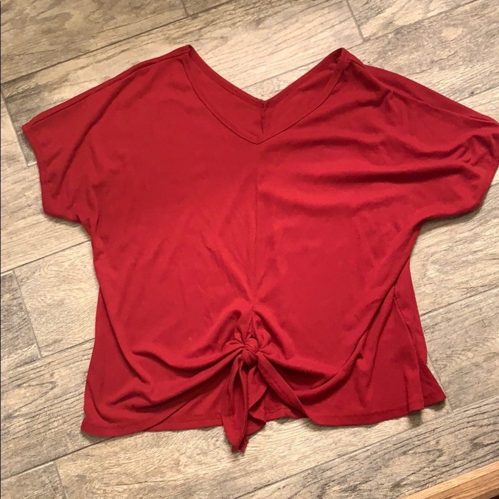 ❤️red❤️ tie front tee